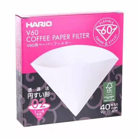 Фильтры Hario V60 бумажные, картонная коробка, VCF-02-40W,40 шт
