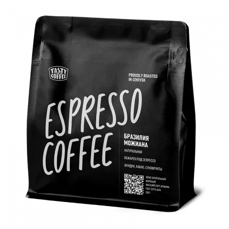 Кофе в зёрнах Tasty Coffee Бразилия Можиана, 100% арабика, моносорт для эспрессо, 250 гр