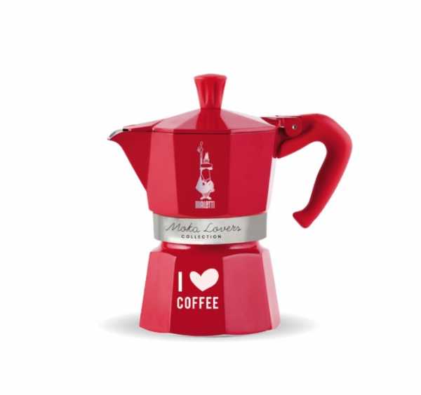 Bialetti Moka Express красная I LOVE COFFEE, на 3 порции