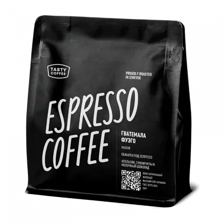 Кофе в зёрнах Tasty Coffee Гватемала Фуэго, 100% арабика, моносорт эспрессо, 250 гр