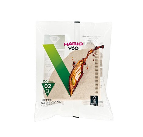 Фильтры Hario V60 бумажные неотбеленные (Япония), 100 шт