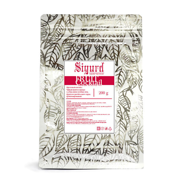 Чай Sigurd рассыпной FRUIT COCKTAIL, фруктовый, 200 г (замок zip-lock)
