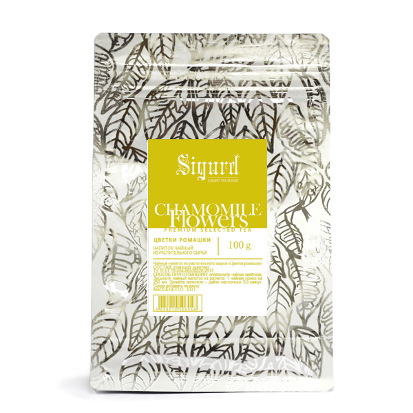 Чайный напиток Sigurd рассыпной CHAMOMILE FLOWERS, цветки ромашки, 100 г (замок zip-lock)