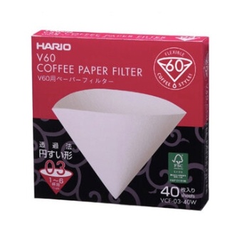 Фильтры Hario V60 бумажные, картонная коробка, VCF-03-40W,40 шт