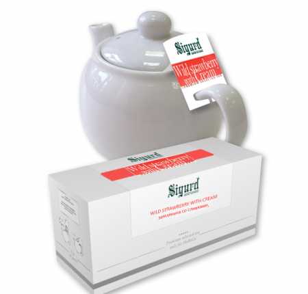 Чай Sigurd в пакетах на чайник WILD STRAWBERRY WITH CREAM, черный, земляника со сливками, 15*5 г