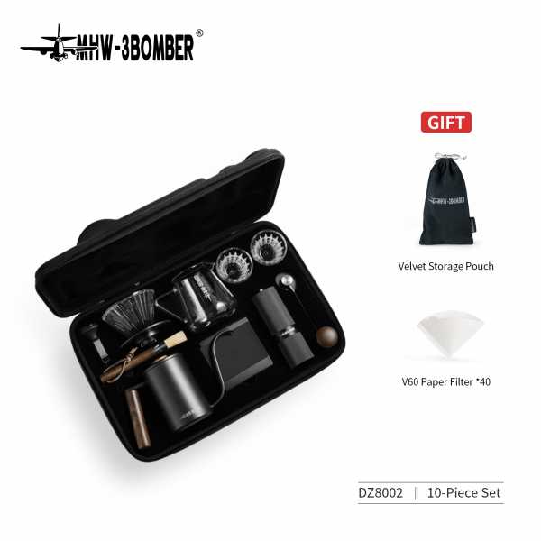 Подарочный набор для заваривания кофе MHW-3BOMBER Pour-Over Set, 10 предметов, черный
