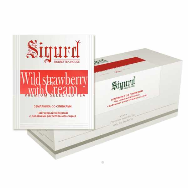 Чай Sigurd в пакетах на чашку WILD STRAWBERRY WITH CREAM, черный, земляника со сливками, 30*2 г