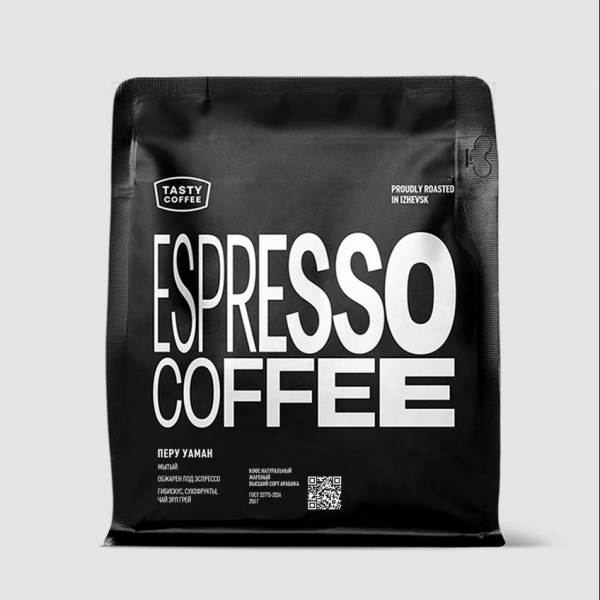 Кофе в зёрнах Tasty Coffee Перу Уаман, 100% арабика, микролот для эспрессо, 250 гр