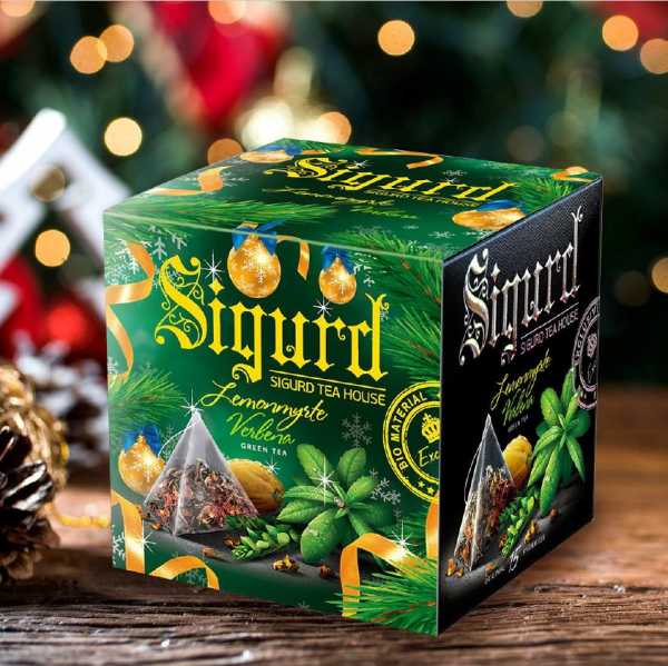 Чай Sigurd в пирамидках НОВЫЙ ГОД Green Tea Lemonmyrte & Verbena, лимонный мирт-вербена, 15*2 г