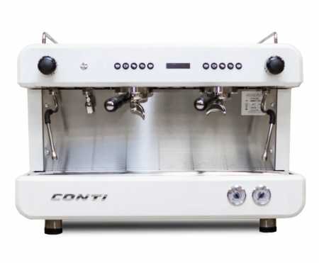 Кофемашина CONTI CC200 с дисплеем, двухгрупповая автоматическая, белая