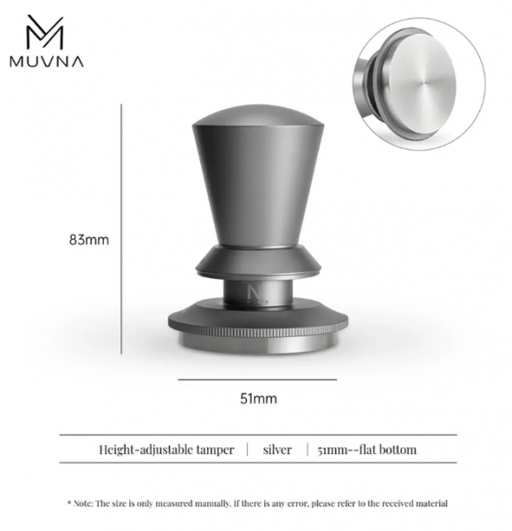 Темпер Muvna Infinitely Adjustable Knob D51, антрацит, плоский