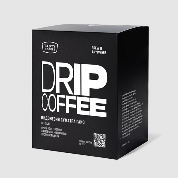Кофе в дрип-пакете Tasty Coffee Индонезия Суматра Гайо, 1шт