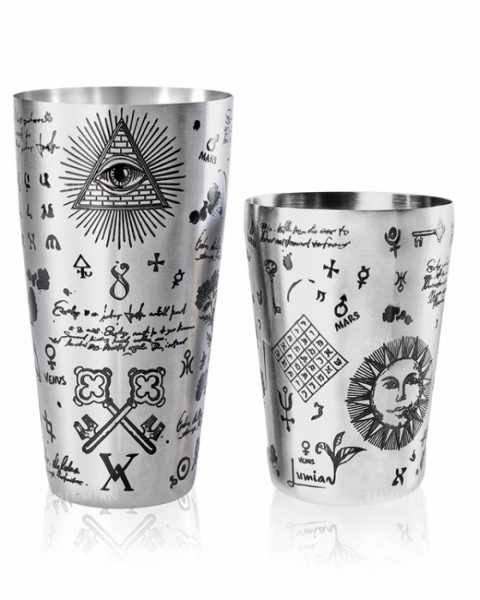 Шейкер Lumian Yokai Boston Alchemy Tin & Half Tin, 18-28 oz, серебро с гравировкой