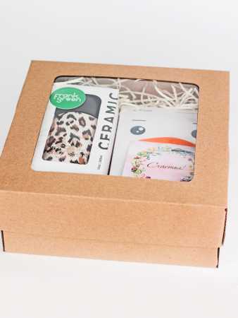 Подарочный набор с термокружкой Frank Green Ceramic, 295мл (саванна) и кофе в дрип-пакетах