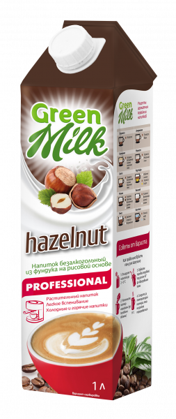 Напиток Green Milk растительный на рисовой основе Hazelnut Professional, фундук, 1л