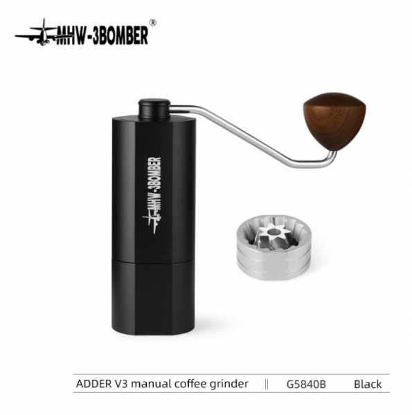 Кофемолка ручная MHW-3BOMBER Adder V3 ручка из ореха, черная