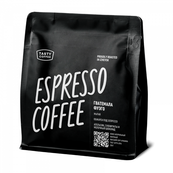 Кофе молотый Tasty Coffee Гватемала Фуэго, 100% арабика, моносорт эспрессо, 250 гр
