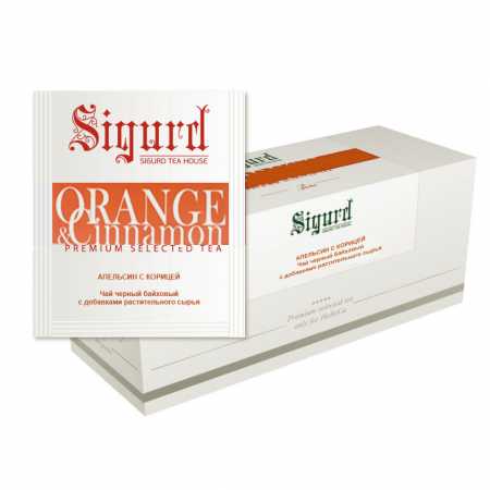 Чай Sigurd в пакетах на чашку BLACK ORANGE & CINNAMON, черный апельсин с корицей, 30*2 г