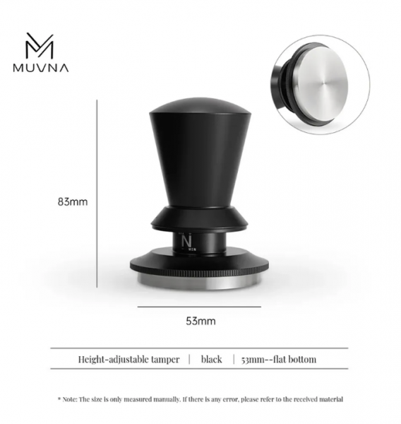 Темпер Muvna Infinitely Adjustable Knob D53, черный, плоский