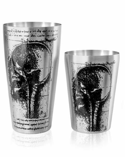 Шейкер Lumian Yokai Boston Leonardo Tin & Half Tin, 18-28 oz, серебро с гравировкой