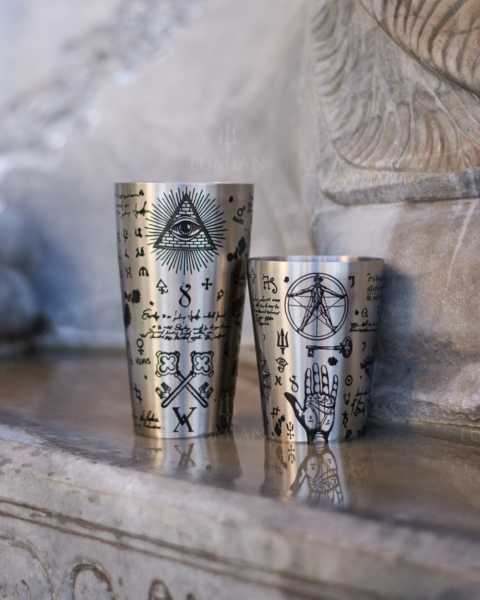 Шейкер Lumian Yokai Boston Alchemy Tin & Half Tin, 18-28 oz, серебро с гравировкой