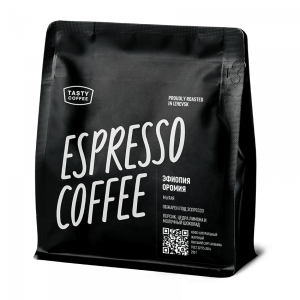 Кофе в зёрнах Tasty Coffee Эфиопия Оромия, 100% арабика, моносорт для эспрессо, 250 гр