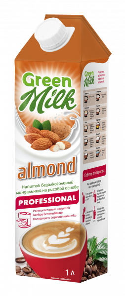 Напиток Green Milk растительный на рисовой основе Almond Professional, миндаль, 1л 