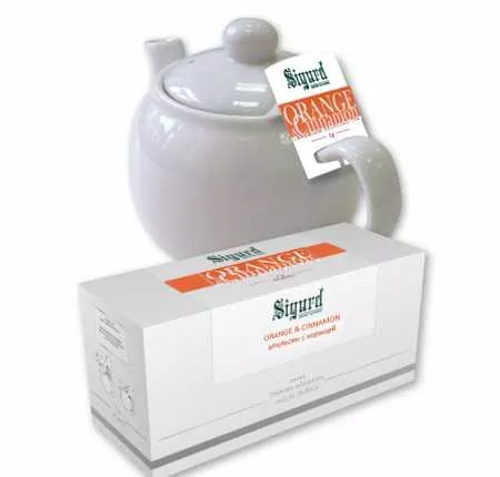 Чай Sigurd в пакетах на чайник ORANGE & CINNAMON, апельсин с корицей, 15*5 г