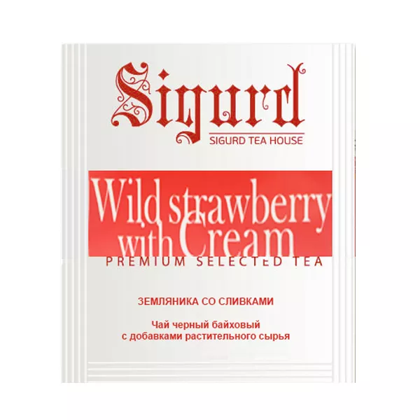 Чай Sigurd в пакетах на чашку WILD STRAWBERRY WITH CREAM, черный, земляника со сливками, 150*2 г