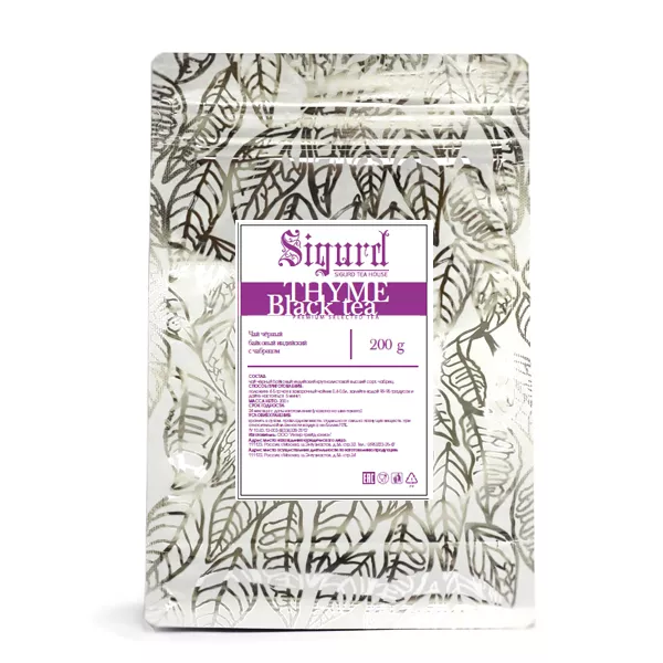 Чай Sigurd рассыпной THYME BLACK, черный, 200 г (замок zip-lock)