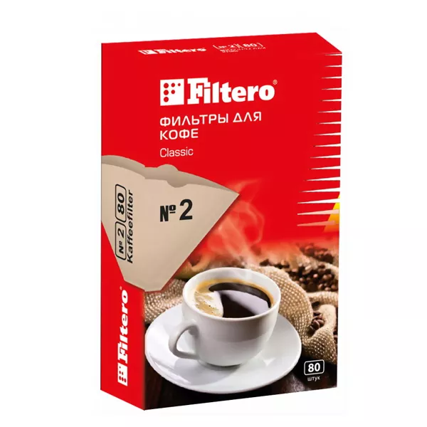 Фильтры для кофе Filtero, №2/80, коричневые для пуровера на 2 чашки