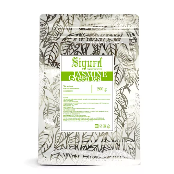 Чай Sigurd рассыпной JASMINE TEA, зеленый, 200 г (замок zip-lock)