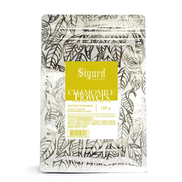 Чайный напиток Sigurd рассыпной CHAMOMILE FLOWERS, цветки ромашки, 100 г (замок zip-lock)