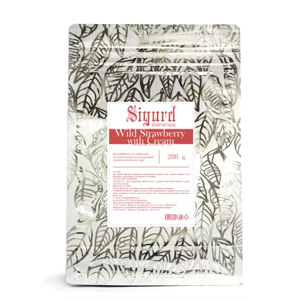 Чай Sigurd рассыпной WILD STRAWBERRY WITH CREAM, черный, 200 г (замок zip-lock)