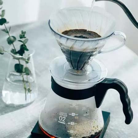 Воронка пластиковая Hario V60-02 и чайник, прозрачный